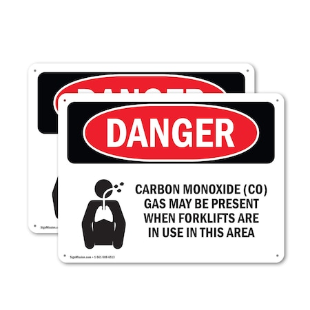 Signmission Carbon Monoxide CO Gas May Danger Sign, Plastic, 10in W x 7in L, 2PK OS-2PACK-DS-P-710-L-2415